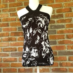 Black Floral Halter Top, White House Black Market